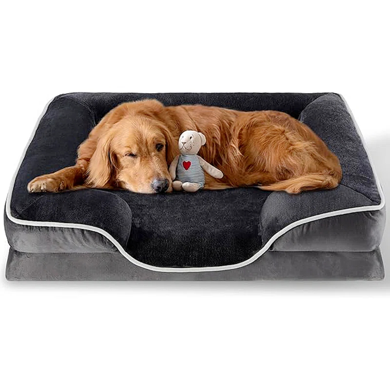 42'' Orthopedic Dog Bed For X-Large Dog, Memory Foam Dog Bed, Egg-Crate Foam Dog Couch Bed With Washable Removable Cover, Grey