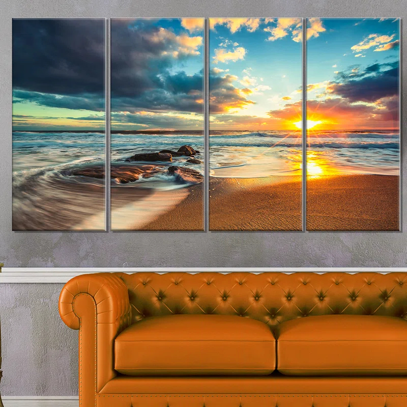 Design Art " Beautiful Cloudscape Over The Sea " 4 - Pieces
