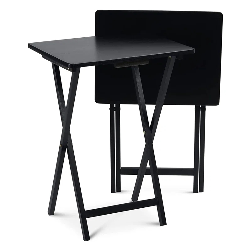 PJ Wood 19.09'' Solid Wood Rectangular Portable Folding Table (Set of 2)