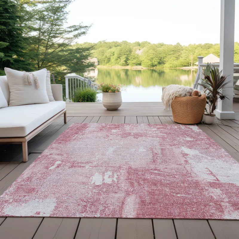 Machine Washable Indoor/Outdoor Chayden ACN989 Pink Rug