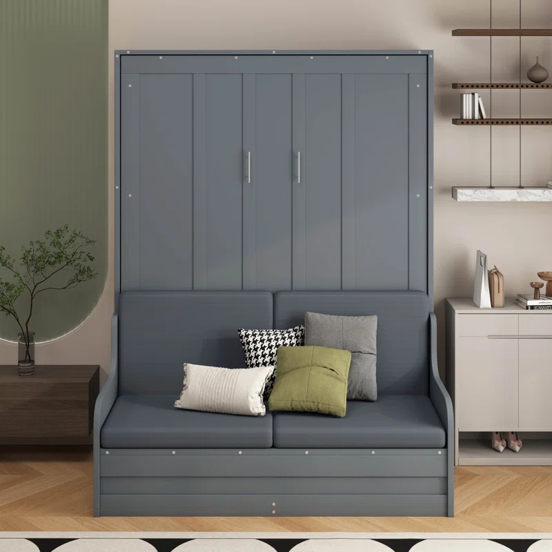 Red Barrel Studio® Queen Size Murphy Bed Wall Bed With Cushion