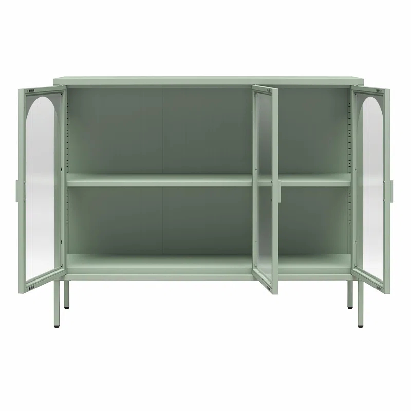 CosmoLiving by Cosmopolitan Chloe Metal Accent Cabinet With 3 Arched Glass Doors