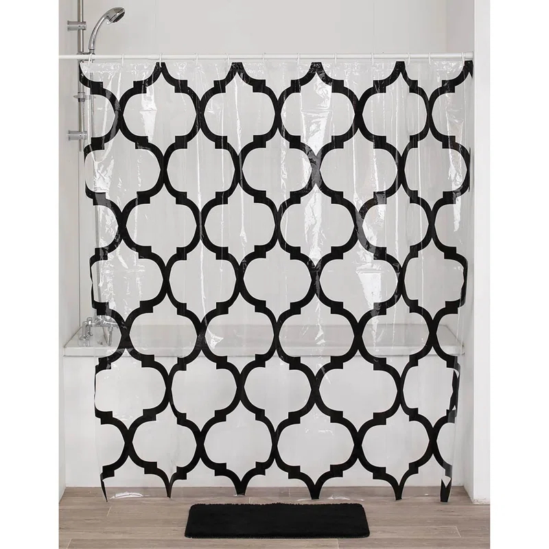 Evideco Abstract Transparent Peva Shower Curtain