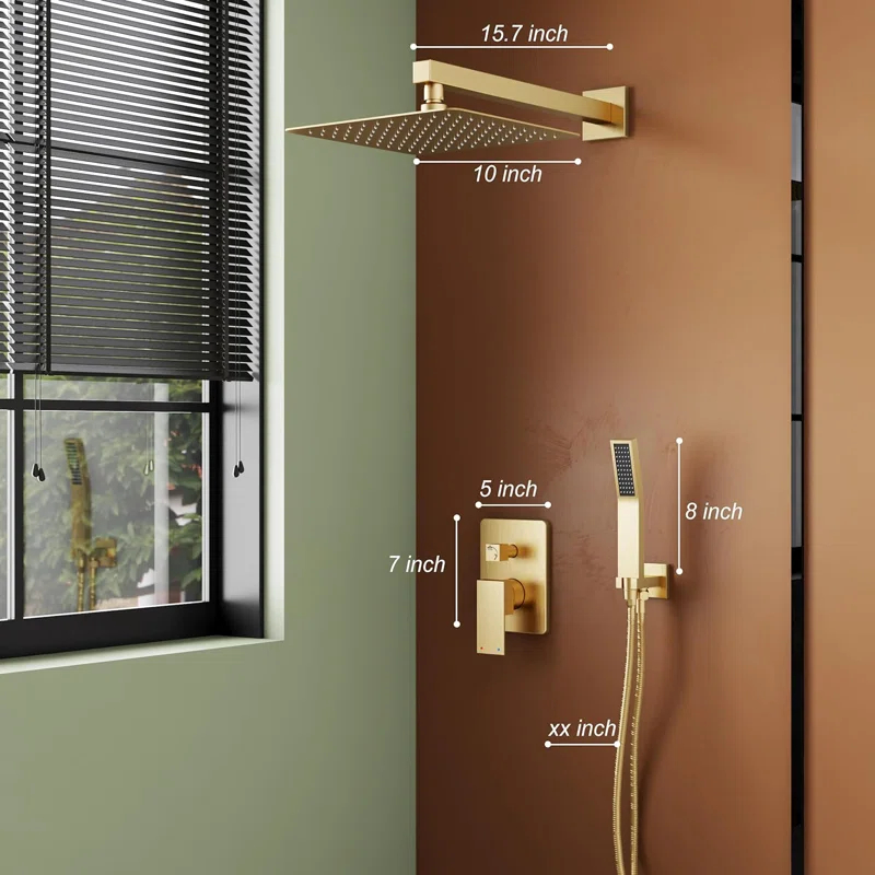 HOMGOO HG-6208BG Complete Shower System,Shower Faucet Set with 10" Rain Shower head and Handheld Shower Head Set