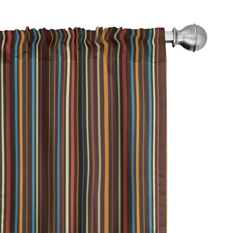 Striped Semi-Sheer Rod Pocket Curtain Panels (Set of 2)