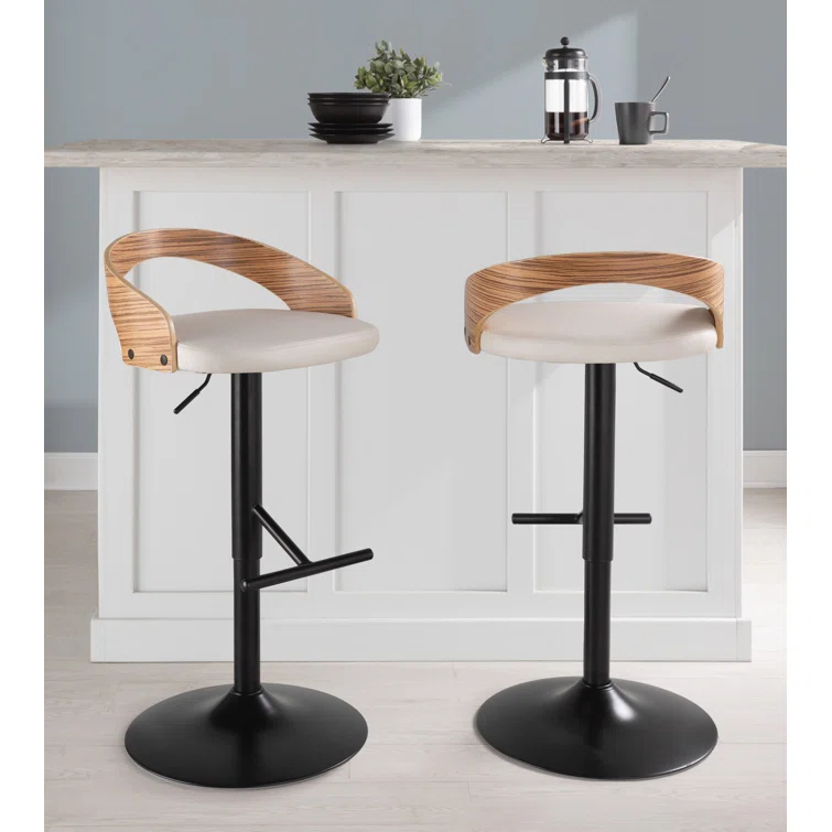 LumiSource Grotto Swivel Upholstered Adjustable Height Counter Stool with Metal Frame (Set of 2)