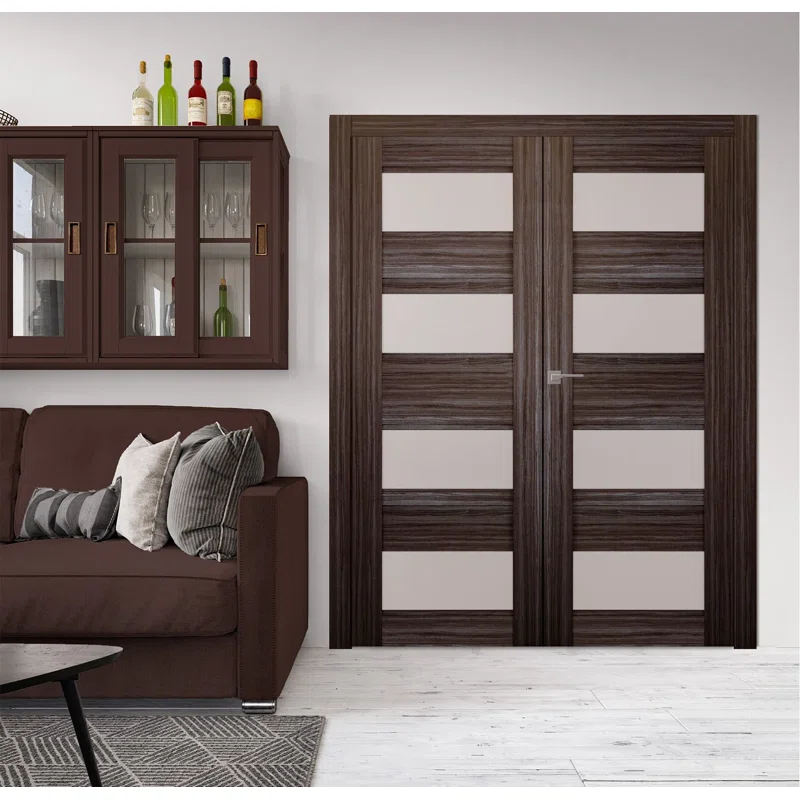 Belldinni Della Solid Manufactured Wood and Glass Paneled Prefinished Standard Double Door