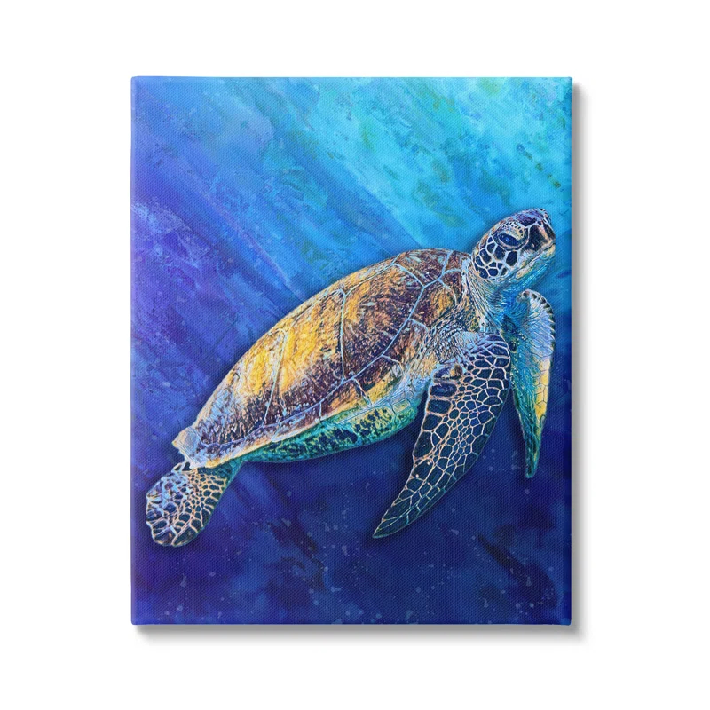 Stupell Industries " Sea Turtle Swimming Deep Blue Ocean Under Water " by Alpenglow Workshop