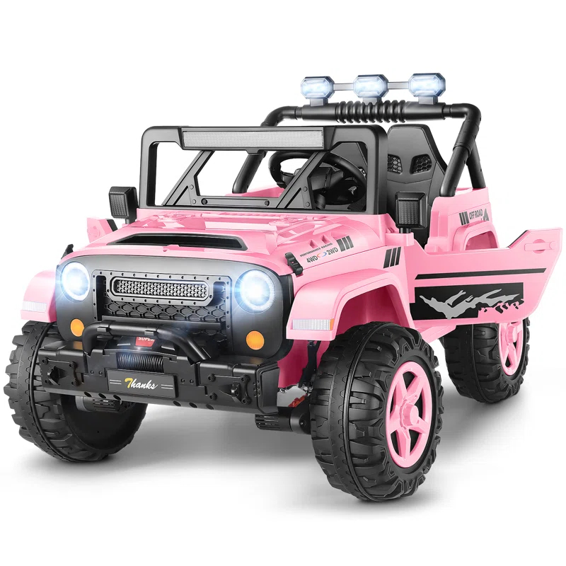 Ancheer 24V 4WD//2WD Ride On Jeep Truck,2 Seater Kids UTV With 4X200w Powerful Engine,Remote Control,Bluetooth,20 Wide Seat,Vehicles for Kids Toddlers