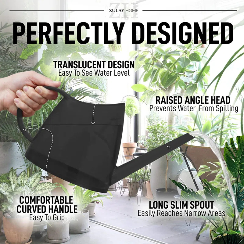 Zulay Kitchen Zulay Home Watering Can for Indoor Plants, Translucent Small Watering Cans, Long Spout Water Can for Outdoor, 1/3 Gallon 1.4L 47oz