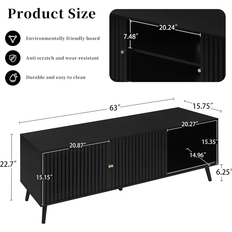 George Oliver Modern TV Stand for Televisions up to 70 Inches, with Sliding Doors and Storage, Television Stands, TV Consoles, Media Consoles for Living Room