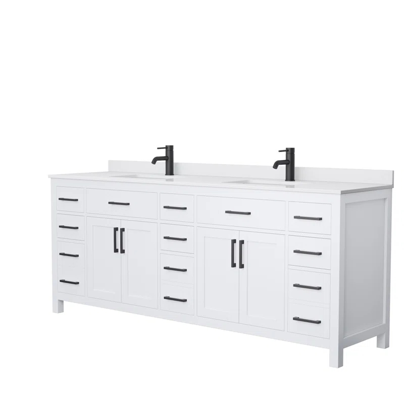 Beckett 84" Freestanding Double Bathroom Vanity with Cultured Marble Top
