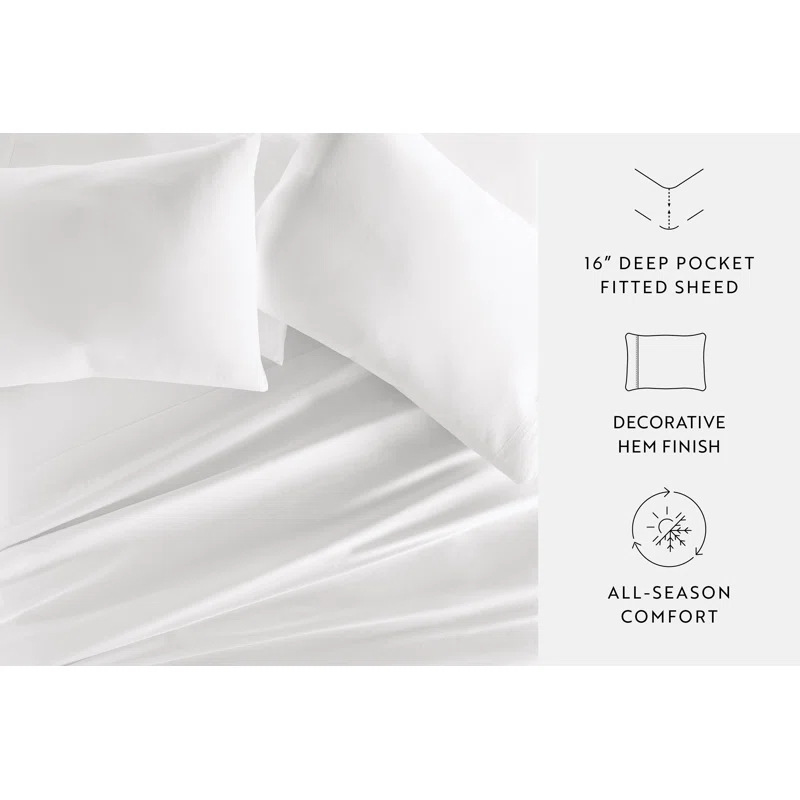 Sateen Long-Staple Cotton Deep Pocket Sheet Set