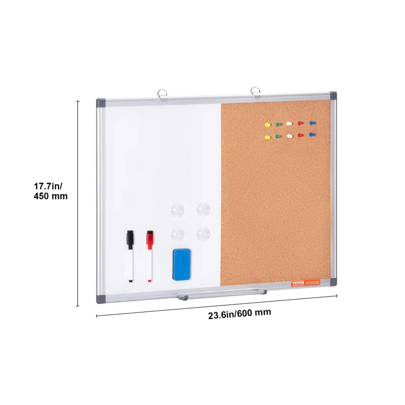 VEVOR Whiteboard & Cork Board Combo with Aluminum | Wayfair