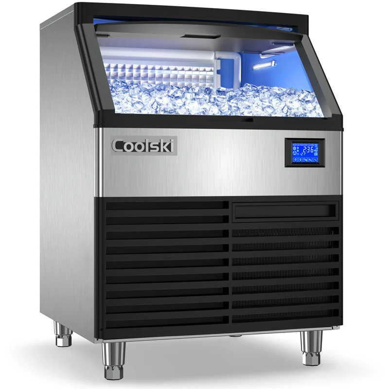 Coolski Coolski Commercial Ice Machine 200 Daily Production, Under Counter Ice Maker with Ice Bin LED Lighting, ETL Approved