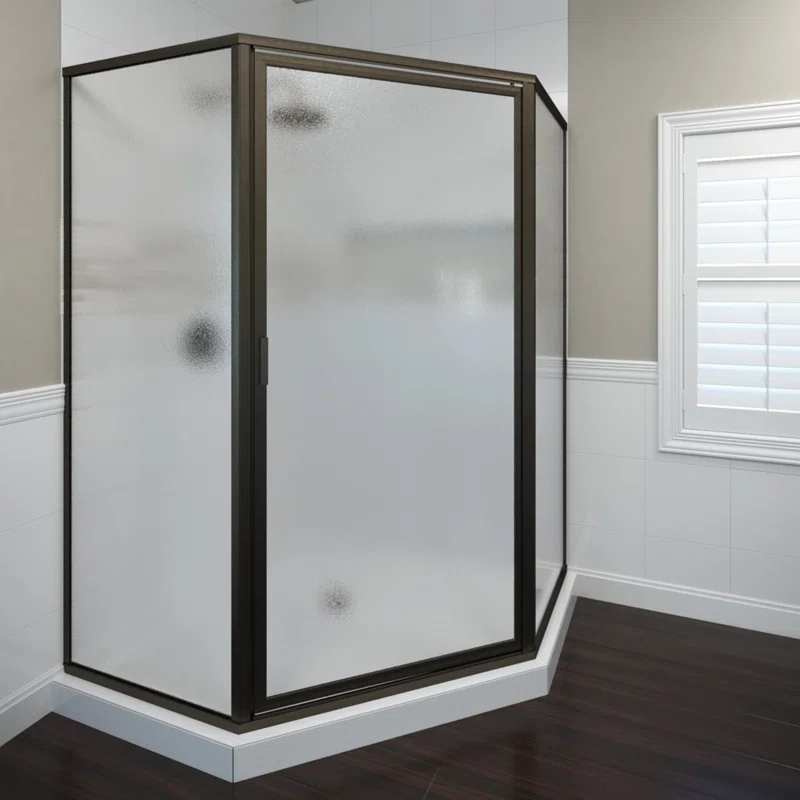 Basco DLXH60C1768OBOR Deluxe 57.625'' W 65.12'' H Framed Neo-angle Reversible Shower Enclosure