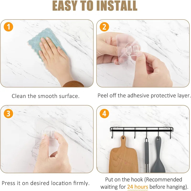 Prep & Savour Kitchen Utensil Rack Wall Mount, Adhesive Kitchen Utensil Hanger No Drilling