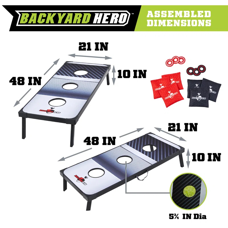 Backyard Hero Backyard Hero 48" Tailgate Combo Bean Bag Toss and Washer Toss Games
