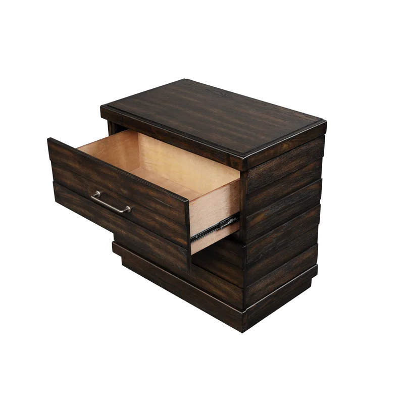 17 Stories Industrial Farmhouse Designed 2 Drawer Nightstand