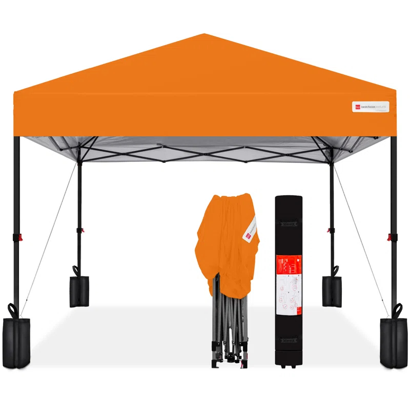 Best Choice Products Easy Setup Pop Up Canopy W/ 1-Button Setup, Wheeled Case, 4 Weight Bags