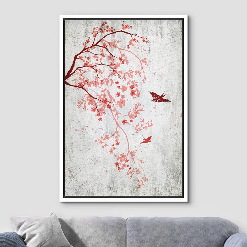 IDEA4WALL " Swallow Flying To Red Cherry Blossoms In Spring "