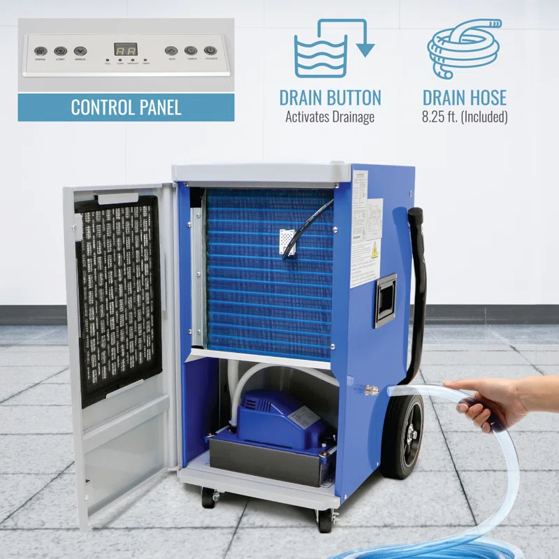 Keystone 110 Pints Commercial Dehumidifier for Rooms up to 2000 Sq. Ft.