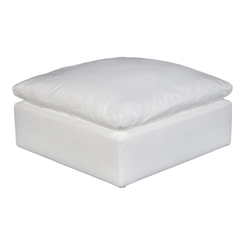 White Performance Fabric Transitional Ottoman