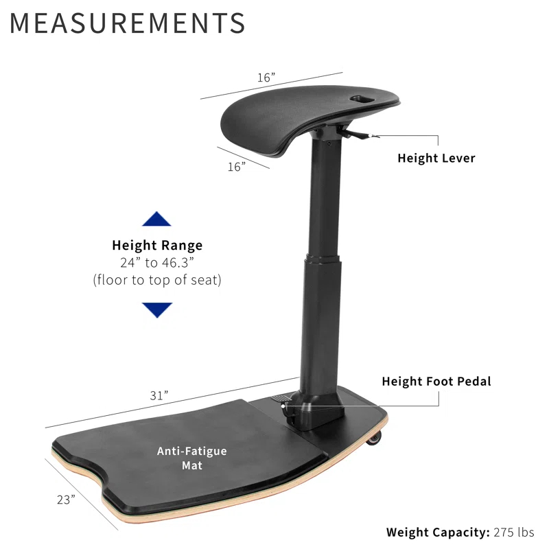 Vivo VIVO Ergonomic Leaning Chair with Anti-Fatigue Mat