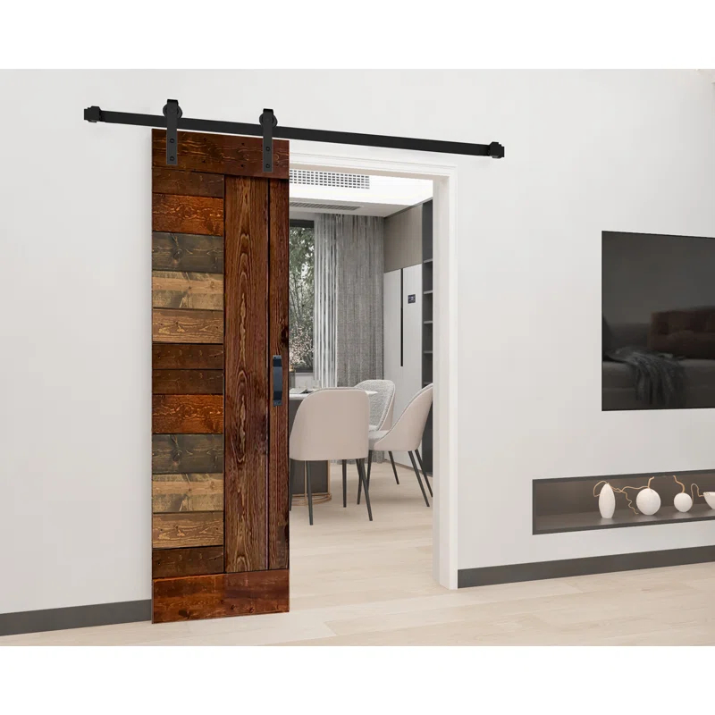 IsLife L Series Paneled Solid Wood Sliding Barn Door with Installation Hardware Kit -Assembly Needed