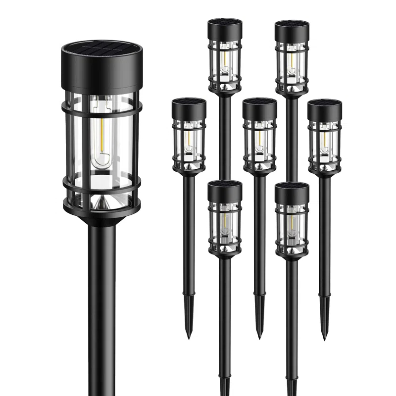 Zeki Shoggy 8 Pack Solar Pathway Lights Outdoor, Waterproof Solar Lights Outdoor With Metal & Glass Design - Auto On/Off, Long-Lasting, Landscape Lighting For Garden, Yard, Lawn, Driveway, Walkway