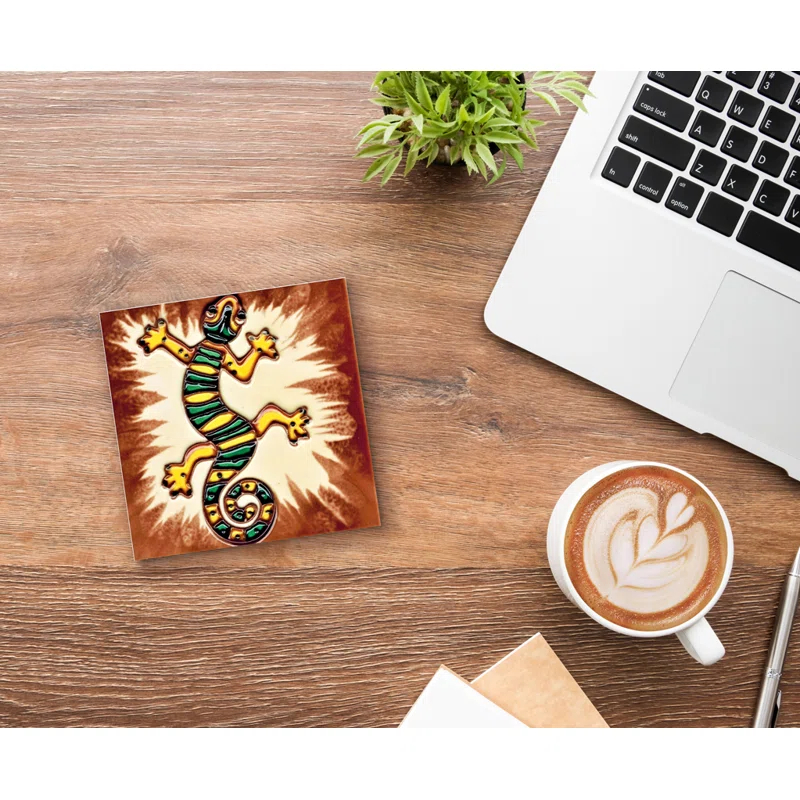 Continental Art Center 4'' x 4'' Glossy Hand Painted Ceramic