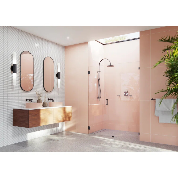 Glass Warehouse Illume 60 in. x 78 in. Fully Frameless Wall Hinge Shower Door GW-WH-60-MB