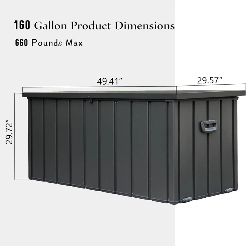 Tryimagine 160 Gallon Outdoor Storage Deck Box Waterproof, Large Patio Storage Bin For Outside Cushions, Throw Pillows, Garden Tools, Lockable