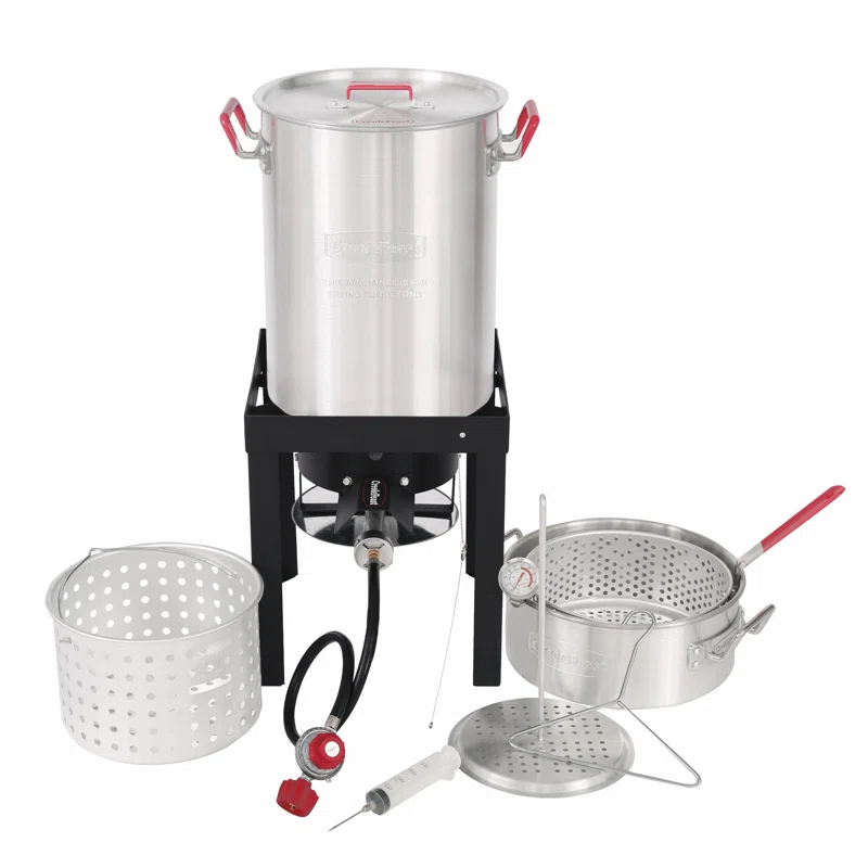 Creole Feast Creole Feast Premium Aluminum 30 Qt. Turkey Fryer And 10 Qt. Fish Fryer Boiler Steamer Set
