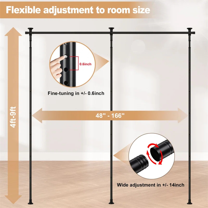 Room Divider Bracket, Tension Curtain Rod, No Drilling Required
