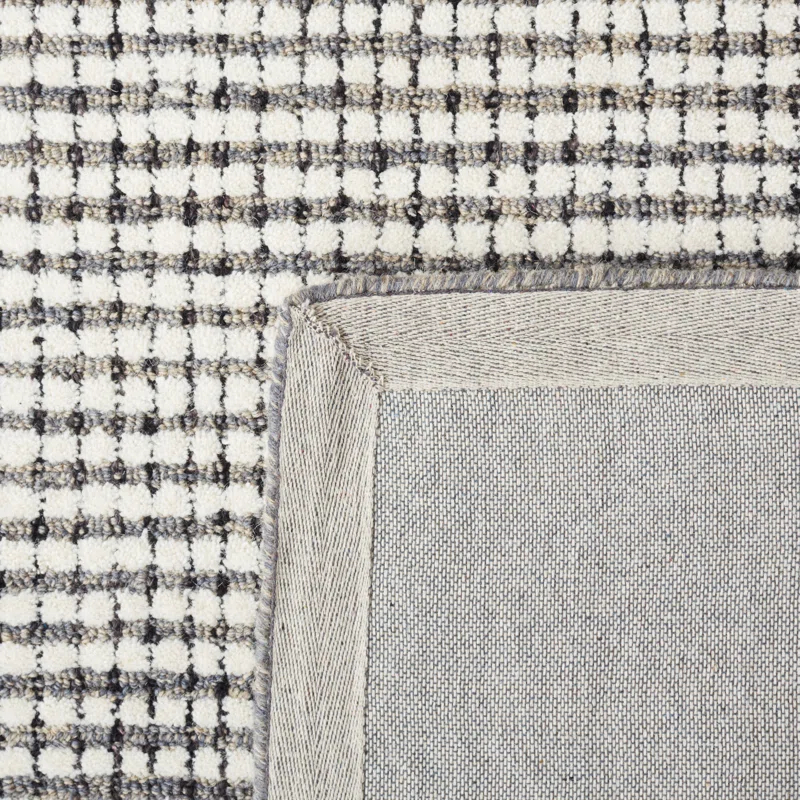 Latitude Run® Abstract Hand Tufted Wool Checkered Rug