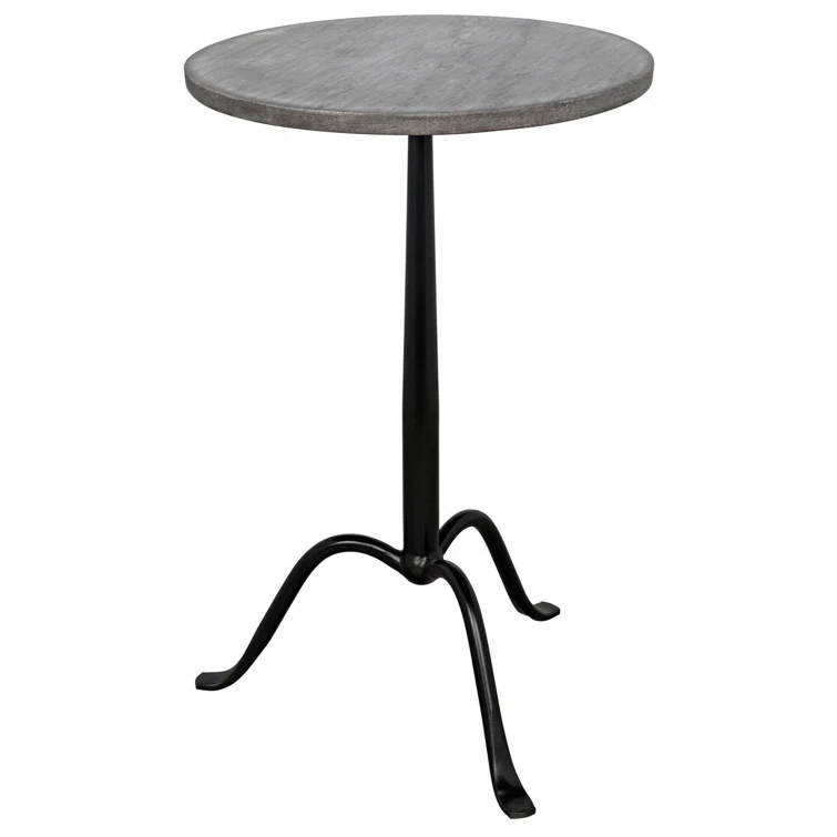 Alfano Round Side Table - Black and Gray Marble