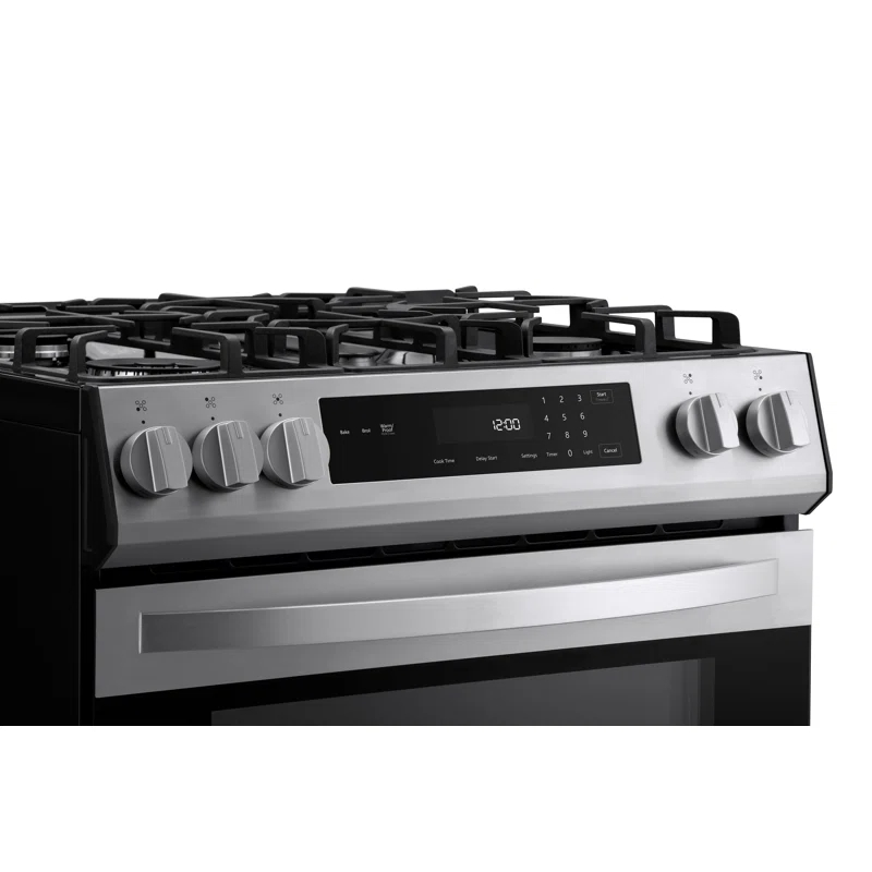 Kenmore 5.6 cu. ft. Front-Control Gas Range with 5 Burners and Hidden Bake Stainless Steel