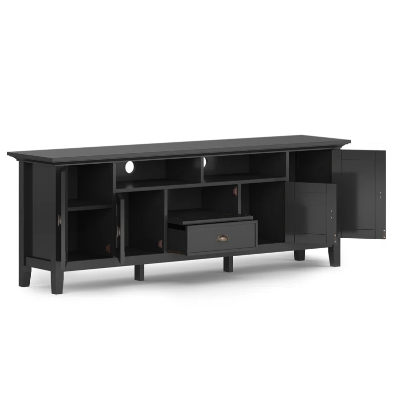 Simpli Home Redmond 72"W Solid Wood TV Stand for TVs up to 80" with Storage Cabinets