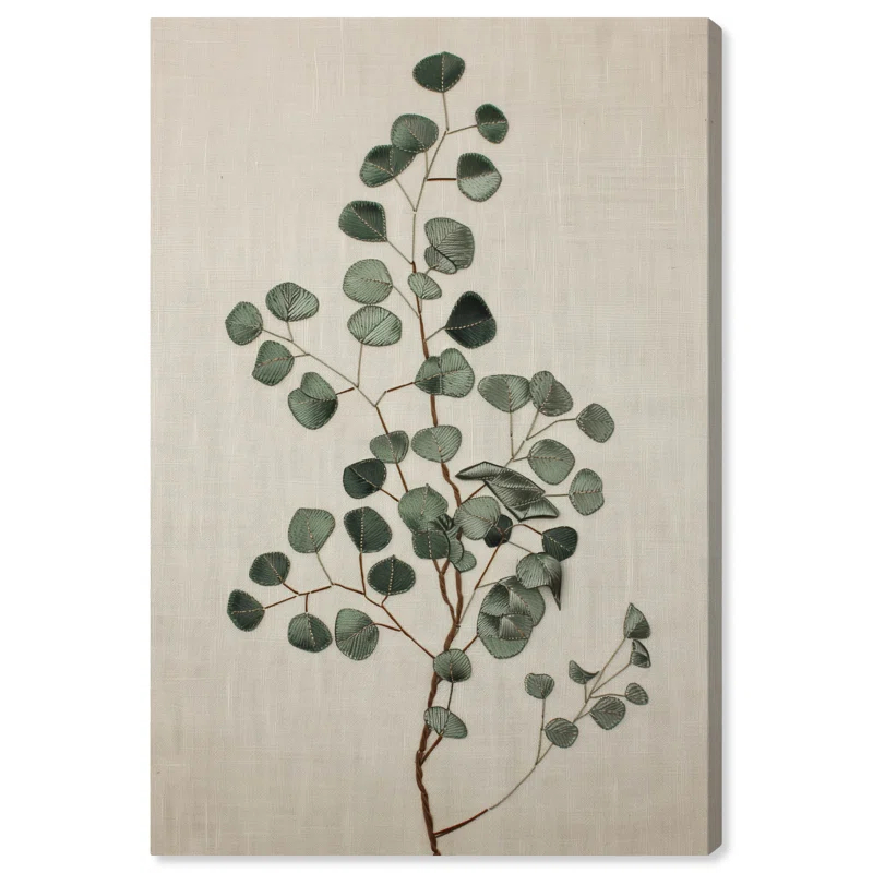 Art Remedy Eucalyptus Embroidery II Botanical Art Prints Wall Art by Art Remedy