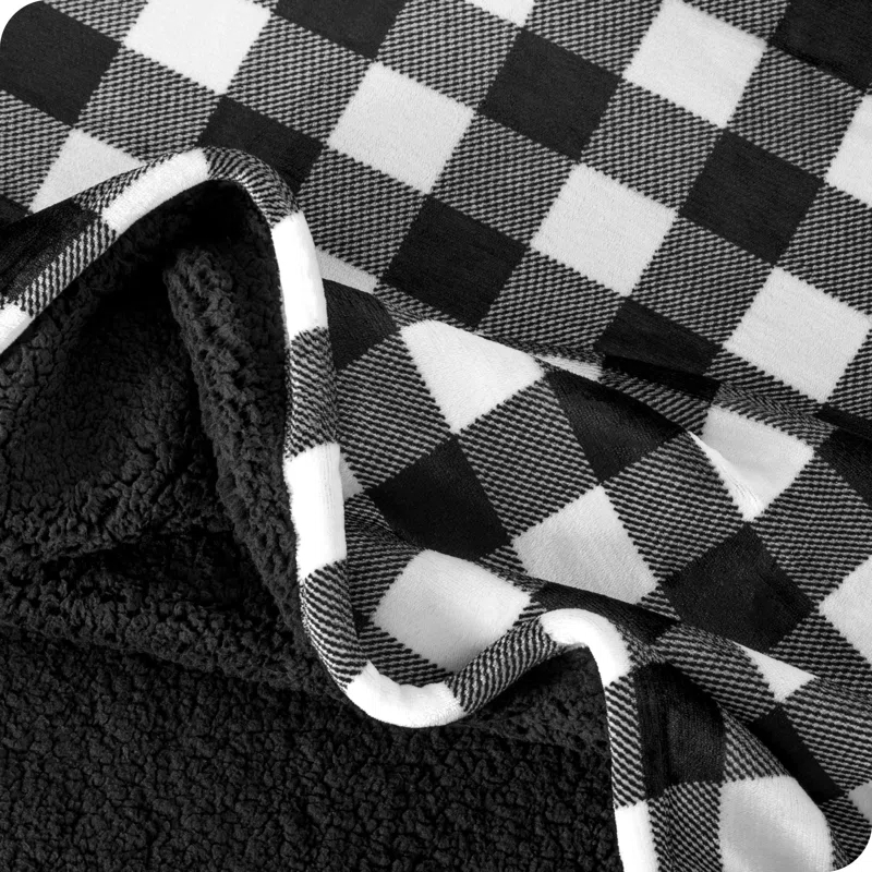 Bare Home Bare Home Printed Sherpa Fleece Blanket - Warm & Lightweight - Soft Plush Blanket - Reversible