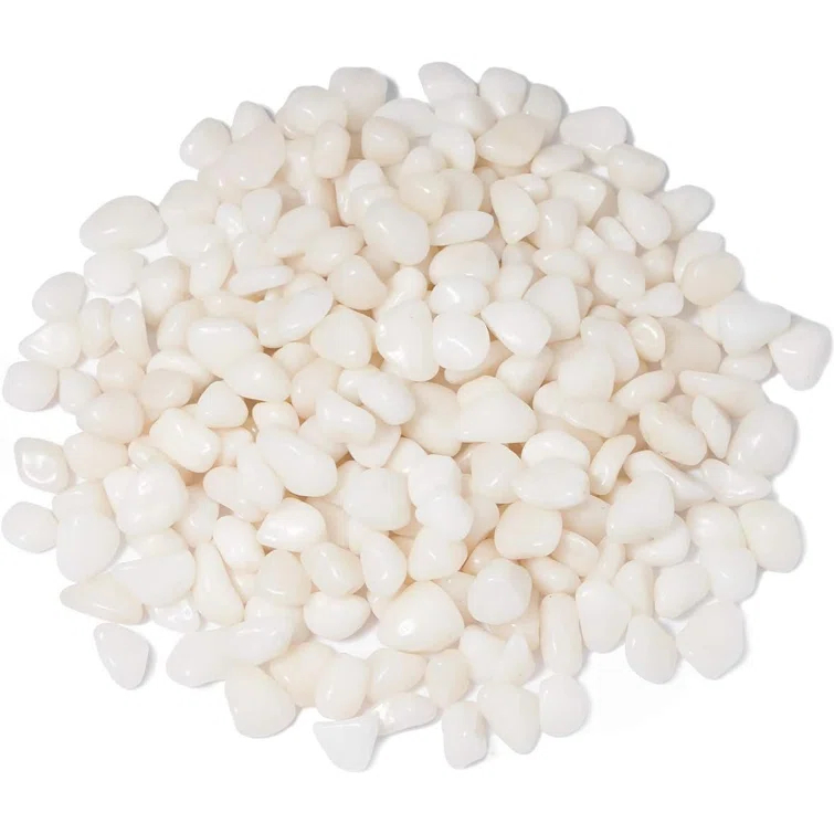GASPRO 5lb Small White Decorative Rocks for Plants, Vases, Succulent, 3/8" Pebbles, High Polished