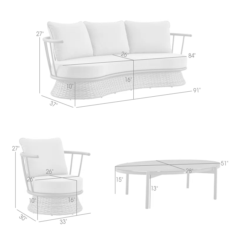 Armen Living Giotto Wicker And Aluminum Outdoor Chair In Black And Dark Gray