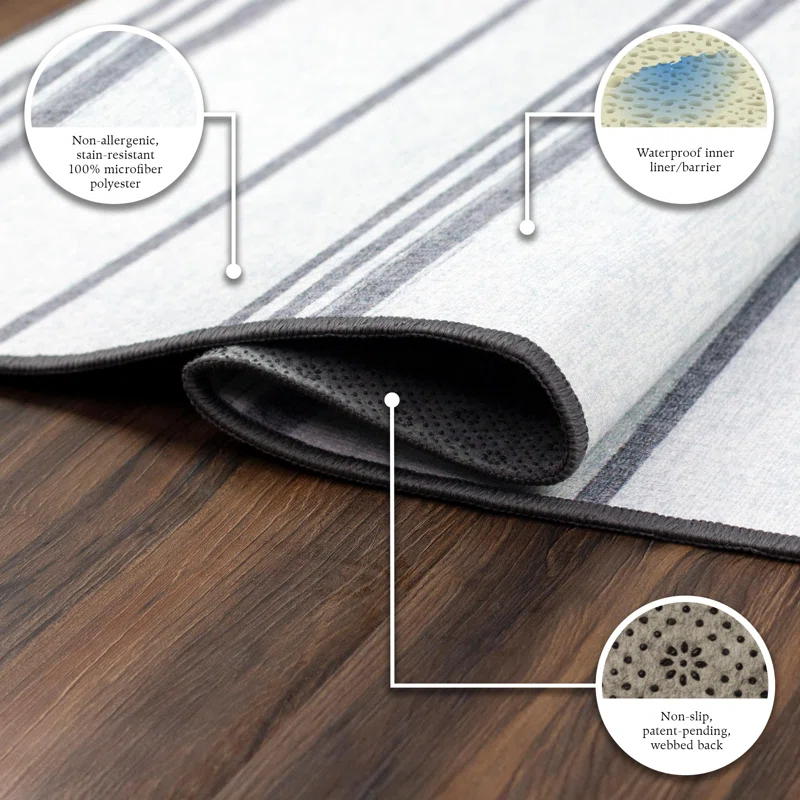 My Magic Carpet Stripe Grey And White Flatweave Indoor / Outdoor Rug