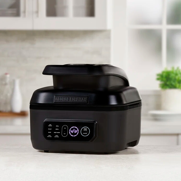 George Foreman George Foreman Beyond Gril 7-In-1 Electric Indoor Grill With Air Fry Technology, MCAFD800D, Black, Large