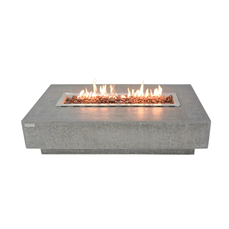 Elementi Hampton 56" Concrete Fire Table, Light Grey
