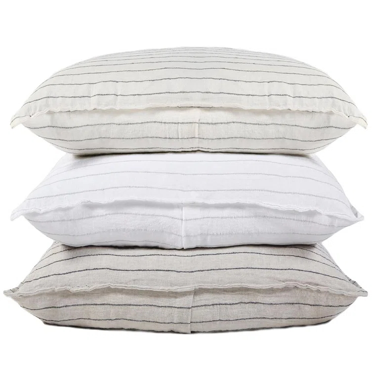 Blake Linen Sham by Pom Pom at Home - Flax and Midnight / Standard