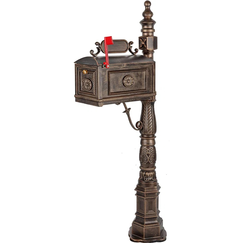 Polar Aurora Cast Aluminum Mailbox With Post Barcelona Decorative Modern Mail Box For Outside