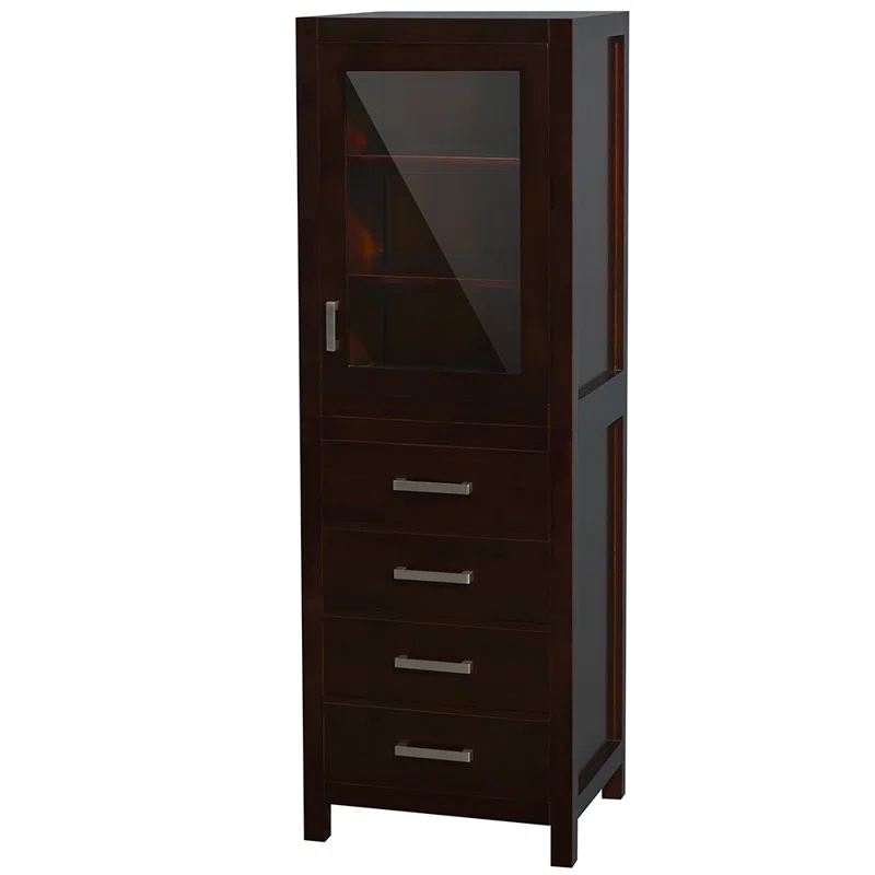 Wyndham Collection Sheffield Solid Wood Freestanding Linen Cabinet