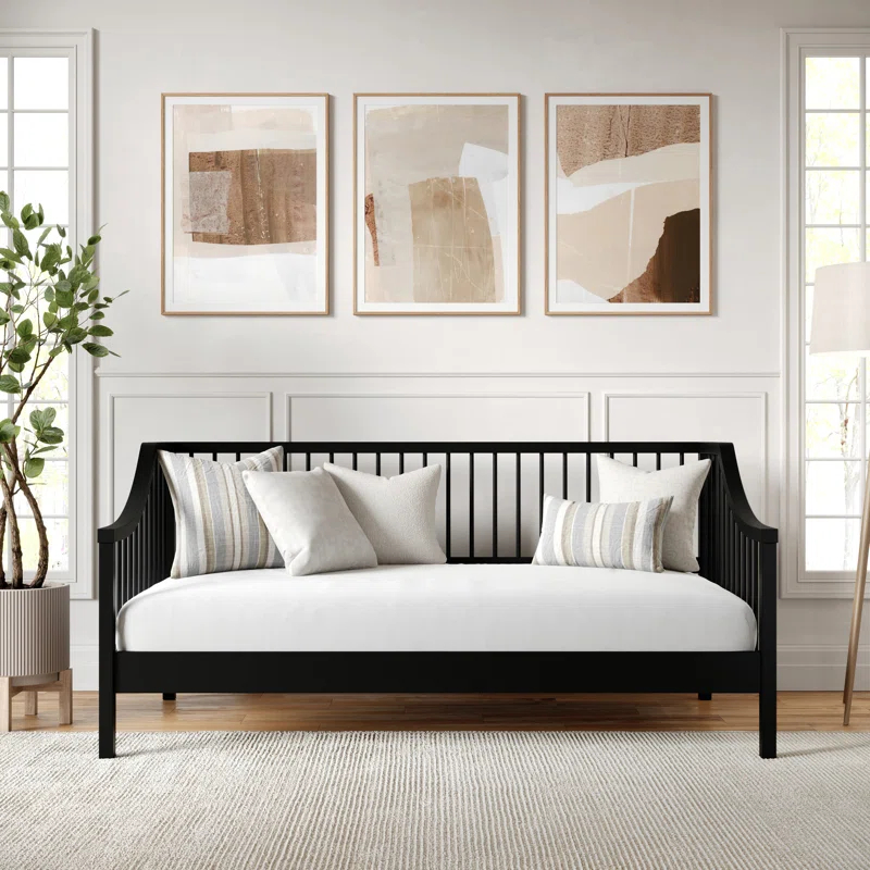 Martha Stewart Martha Stewart Neely Wooden Platform Daybed With Spindles And Wood Slat Foundation